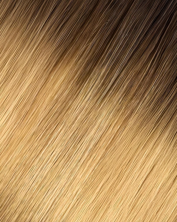 Epoche #BE812 Caramel Shadow human hair extension color swatch