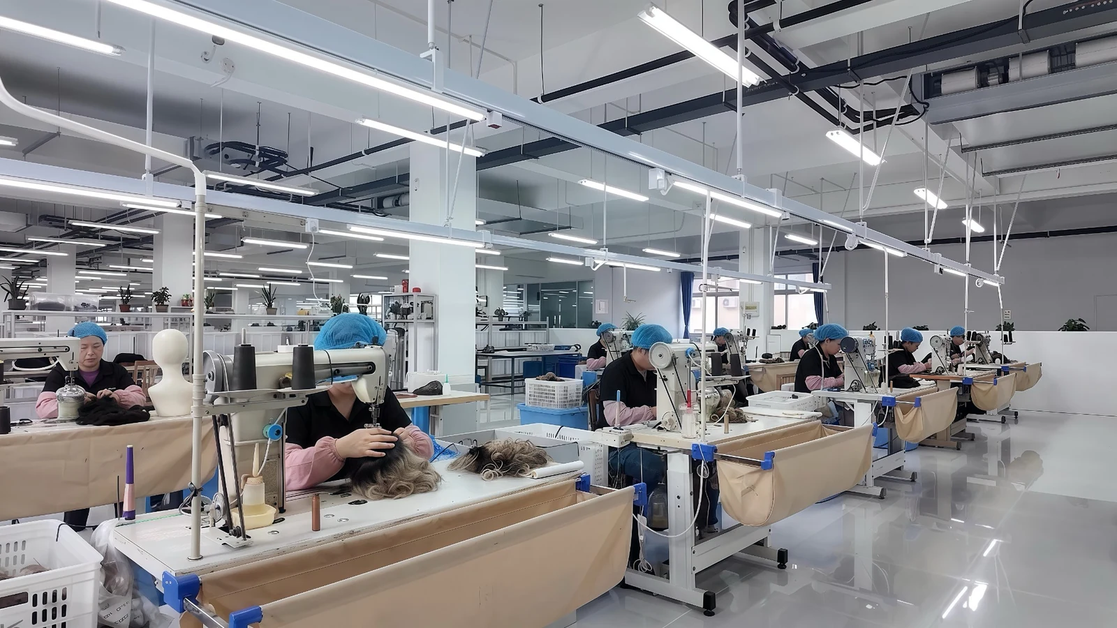 Epoche human hair extension factory production workshop in Qingdao China