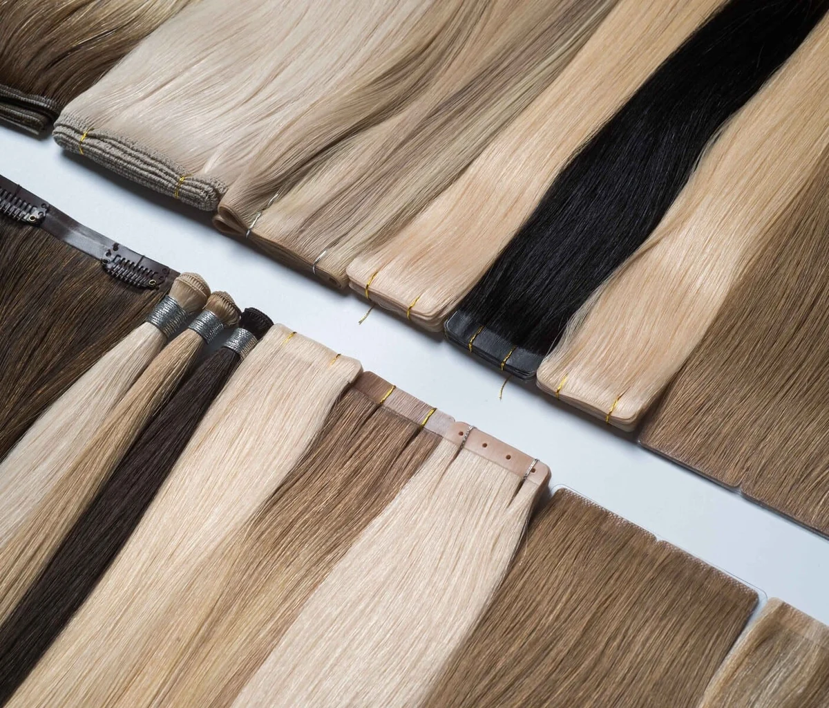 Epoche premium human hair extension products including tape-in, weft, keratin tip and clip-in extensions