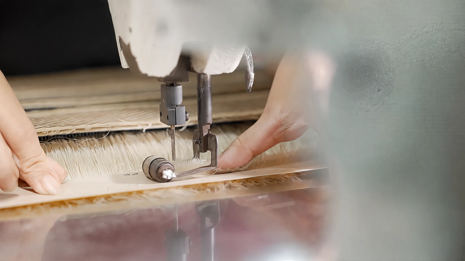 Close-up of Epoche injected PU hair extension manufacturing process