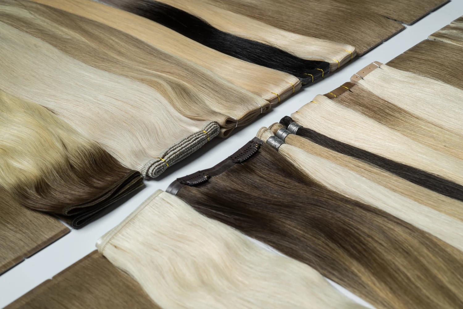 Multiple human hair extension product constructions for B2B product range evaluation